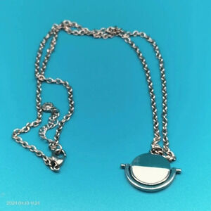 Silver and white hinged baublebar disk round pendant necklace